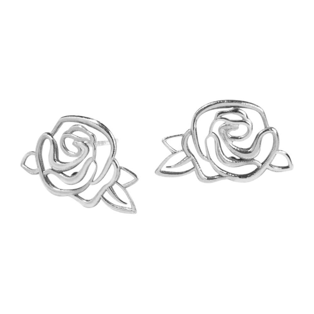 Each Jewels Shoshana Studs in Sliver Rose Earrings Sterling Silver Plated